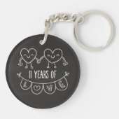 11e Jubileum Gift Chalk Hearts Sleutelhanger (Achterkant)