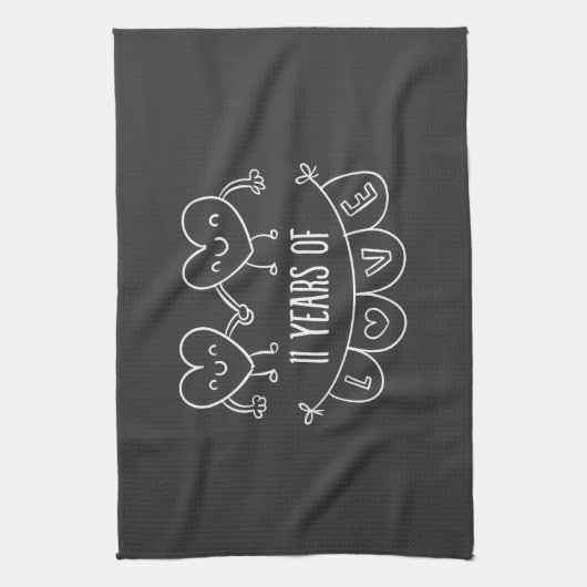 11e Jubileum Gift Chalk Hearts Theedoek (Verticaal)