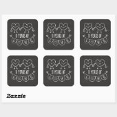 11e Jubileum Gift Chalk Hearts Vierkante Sticker (Vel)