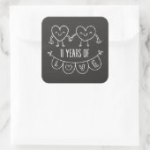11e Jubileum Gift Chalk Hearts Vierkante Sticker (Tas)