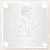 11e Jubileum-Roos voor weddenschappen Glazen Onderzetter (Achterkant)