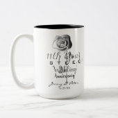 11e Jubileum-Roos voor weddenschappen Tweekleurige Koffiemok (Links)