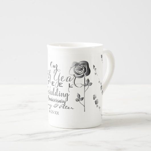 11e Jubileum Rozen van staal Porselein Kop (Voorkant rechts)