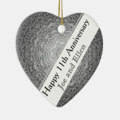 11e Jubileum voor bruiloft, Jubileum staal Keramisch Ornament (Rechts)