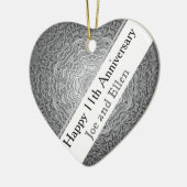 11e Jubileum voor bruiloft, Jubileum staal Keramisch Ornament (Links)