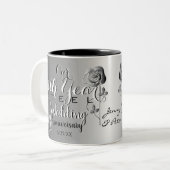 11e Jubileum voor bruiloft met stalen Rozen tweeto Tweekleurige Koffiemok (Voorkant links)