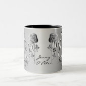 11e Jubileum voor bruiloft met stalen Rozen tweeto Tweekleurige Koffiemok (Center)