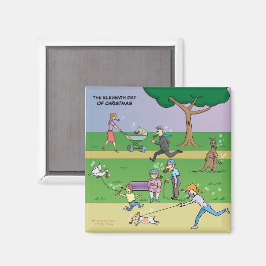 11e Kerstdag (11 Pipers Piping) Magneet (Voorkant / Achterkant)