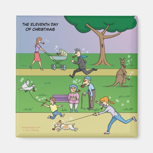 11e Kerstdag (11 Pipers Piping) Magneet (Voorkant)