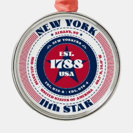 11e kerstversiering van de staat New York Metalen Ornament
