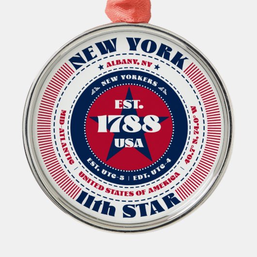 11e kerstversiering van de staat New York Metalen Ornament (Voorkant)