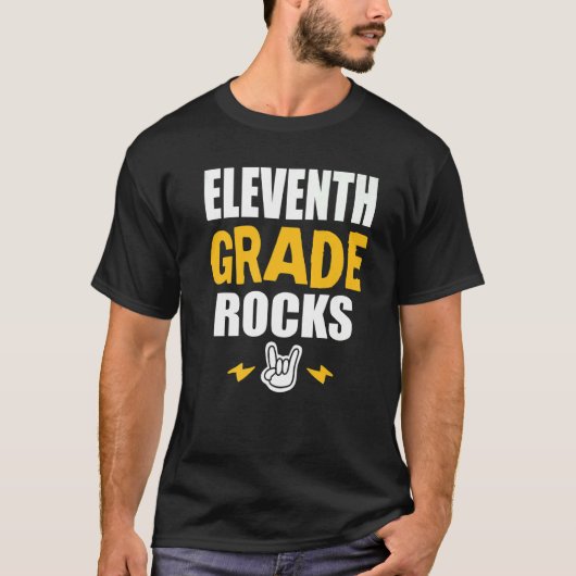 11e klas Rocks Terug naar School Music Teacher Stu T-shirt (Voorkant)