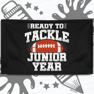 11e klas voetbal klaar om terug naar school te gaa spandoek