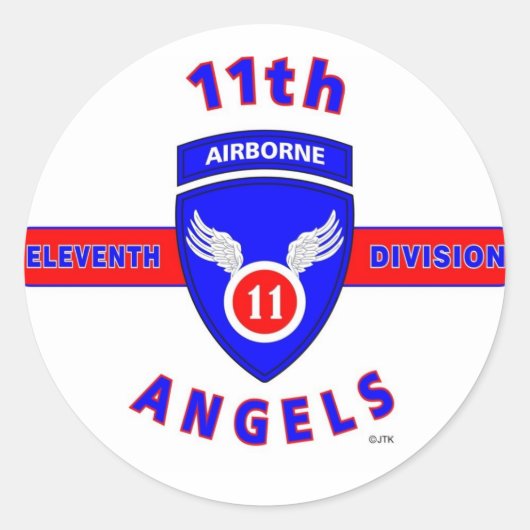 11E LUCHTVAARTAFDELING "ANGELS" RONDE STICKER (Voorkant)