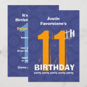 11e moderne verweerde grunge verjaardag blauw W02C Kaart (Voorkant / Achterkant)