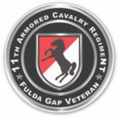 11e Pantserregiment Fulda Gap Veteraan Sticker (Voorkant)