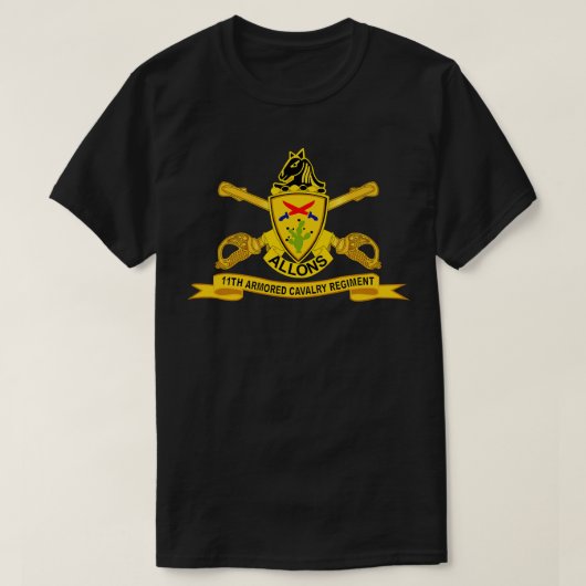 11e Pantserregiment w Br Ribbon T-shirt (Design voorkant)