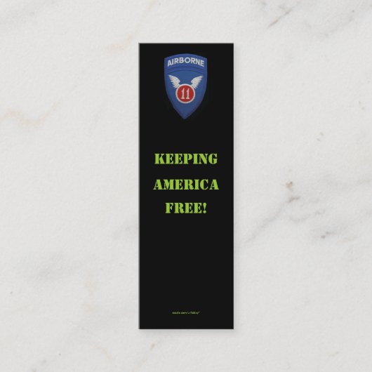 11e patchprofielkaart voor veteranen uit het leger mini visitekaartje (Voorkant)