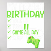 11e Perfect Birthday Gaming 11 jaar oude gamer Bo Poster (Voorkant)