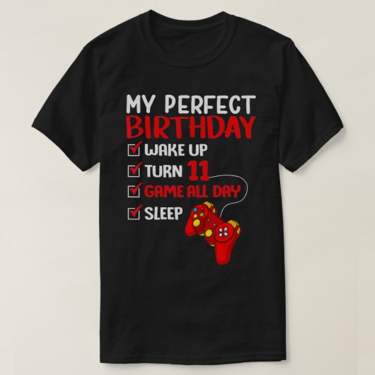 11e Perfect Birthday Gaming 11 jaar oude gamer Bo T-shirt (Design voorkant)