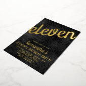 11e Roos Gold Birthday Folie Folie Uitnodiging (Gedraaid)