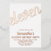 11e Roos Gold Birthday Folie Uitnodiging (Voorkant)