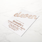 11e Roos Gold Birthday Folie Uitnodiging (Gedraaid)