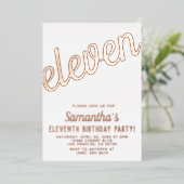 11e Roos Gold Birthday Folie Uitnodiging (Staand Voorkant)