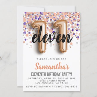 11e Roos Gold Birthday Uitnodiging