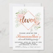 11e Roos Gold Birthday Uitnodiging (Voorkant)