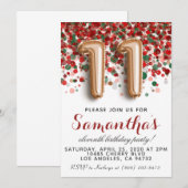 11e Roos Gold Birthday Uitnodiging (Voorkant / Achterkant)