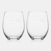 11e Steel Wedding Jubileum Handtekening Wijnglas Zonder Voet (Achterkant)