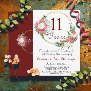 11e Steel Wedding Jubileum Rozen Goud Lijst Kaart