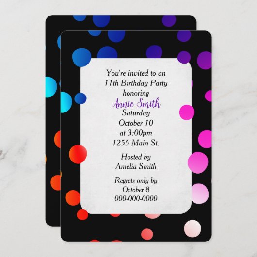 11e Stip van de Birthday Party Kaart (Voorkant / Achterkant)