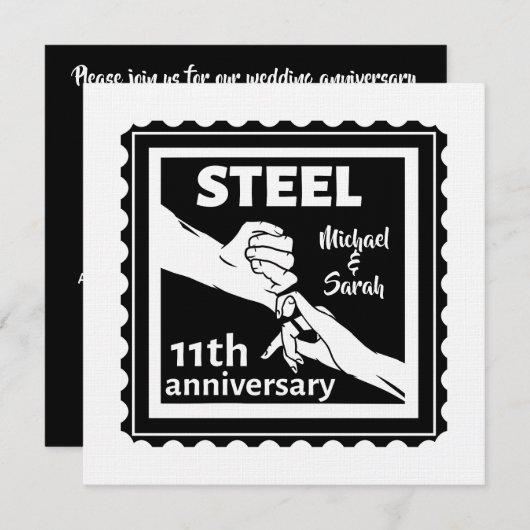 11e trouwdag hand in hand kaart (Voorkant / Achterkant)