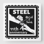 11e trouwdag met handen vierkante klok (Voorkant)