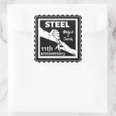 11e trouwdag met handen vierkante sticker (Tas)