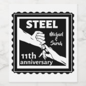 11e trouwdag met handen wijn etiket (Enkel label)