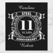 11e trouwdag staal wijn etiket (Enkel label)