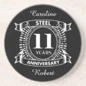 11e trouwdag staal zandsteen onderzetter (Voorkant)