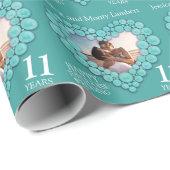 11e trouwdag turkooise hartfoto cadeaupapier (Rol Hoek)