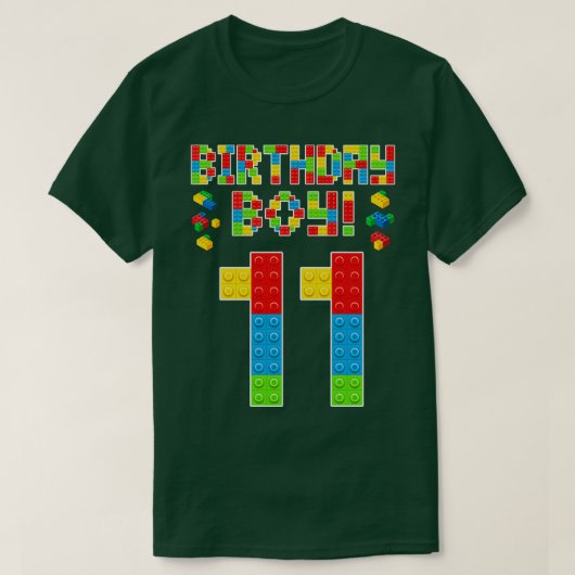 11e verjaardag 11 jaar oude blokjongen t-shirt (Design voorkant)