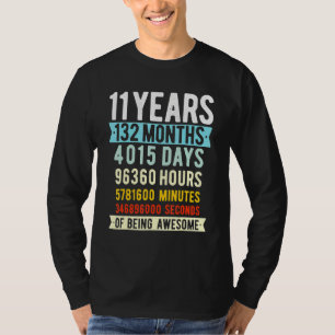 11e verjaardag 11 jaar oude retro 132 maand t-shirt
