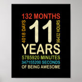 11e verjaardag 11 jaar oude  retro 132 poster (Voorkant)