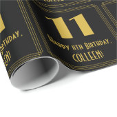 11e verjaardag ~ Art Deco geïnspireerde look "11", Cadeaupapier (Rol Hoek)