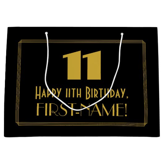 11e verjaardag — Art Deco Geïnspireerde look "11"  Groot Cadeauzakje (Voorkant)