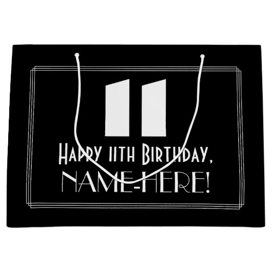 11e verjaardag ~ Art Deco geïnspireerde look "11"  Groot Cadeauzakje (Voorkant)