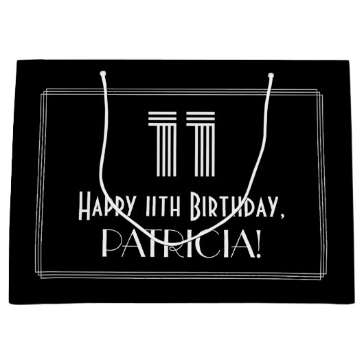 11e verjaardag — Art Deco Geïnspireerde look "11"  Groot Cadeauzakje (Voorkant)