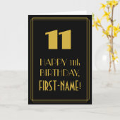 11e verjaardag ~ Art Deco geïnspireerde look "11"  Kaart (Gele Bloem)