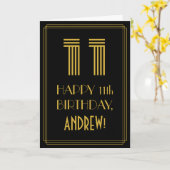 11e verjaardag: Art Deco geïnspireerde look "11" & Kaart (Gele Bloem)